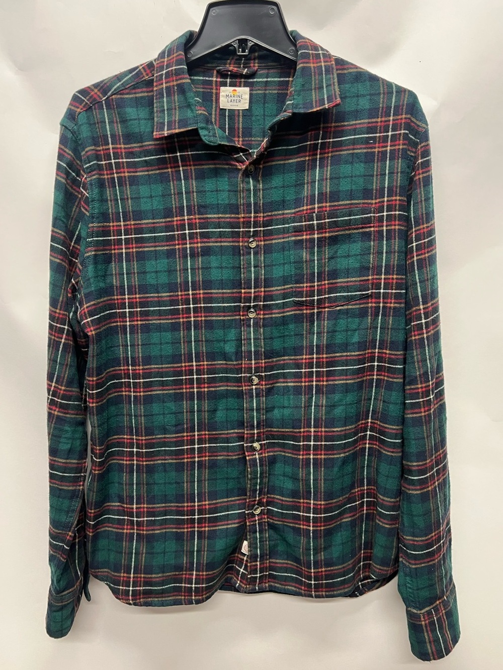 Marine Layer Green Red Plaid Flannel Long Sleeve Shirt Men’s M
